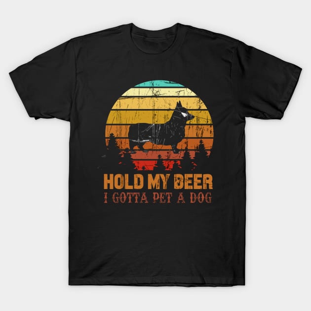 Holding My Beer I Gotta Pet This Corgi T-Shirt by Walkowiakvandersteen